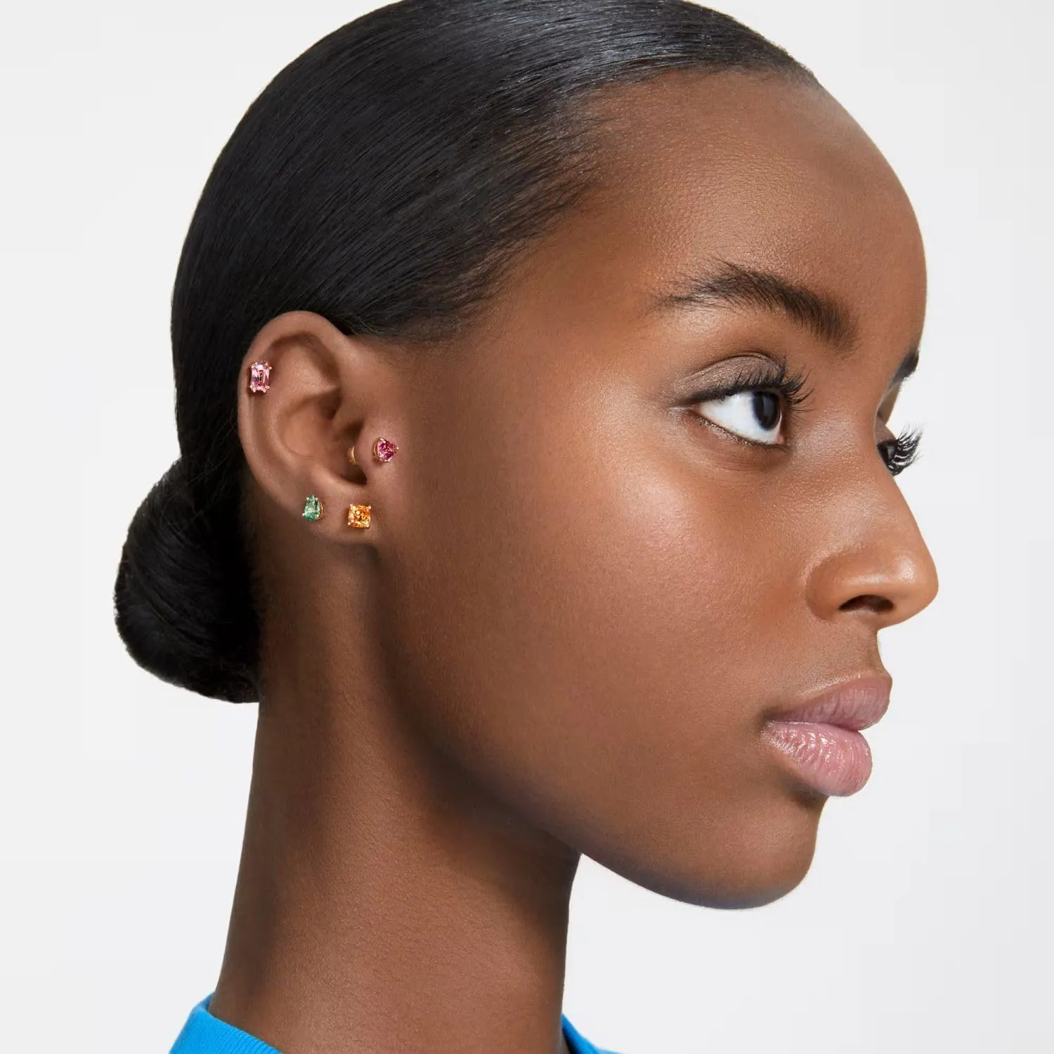 Swarovski Chroma Drop Crystal Earrings, Gold Tone Finish, Rhodium Finish, Latch Back Closure