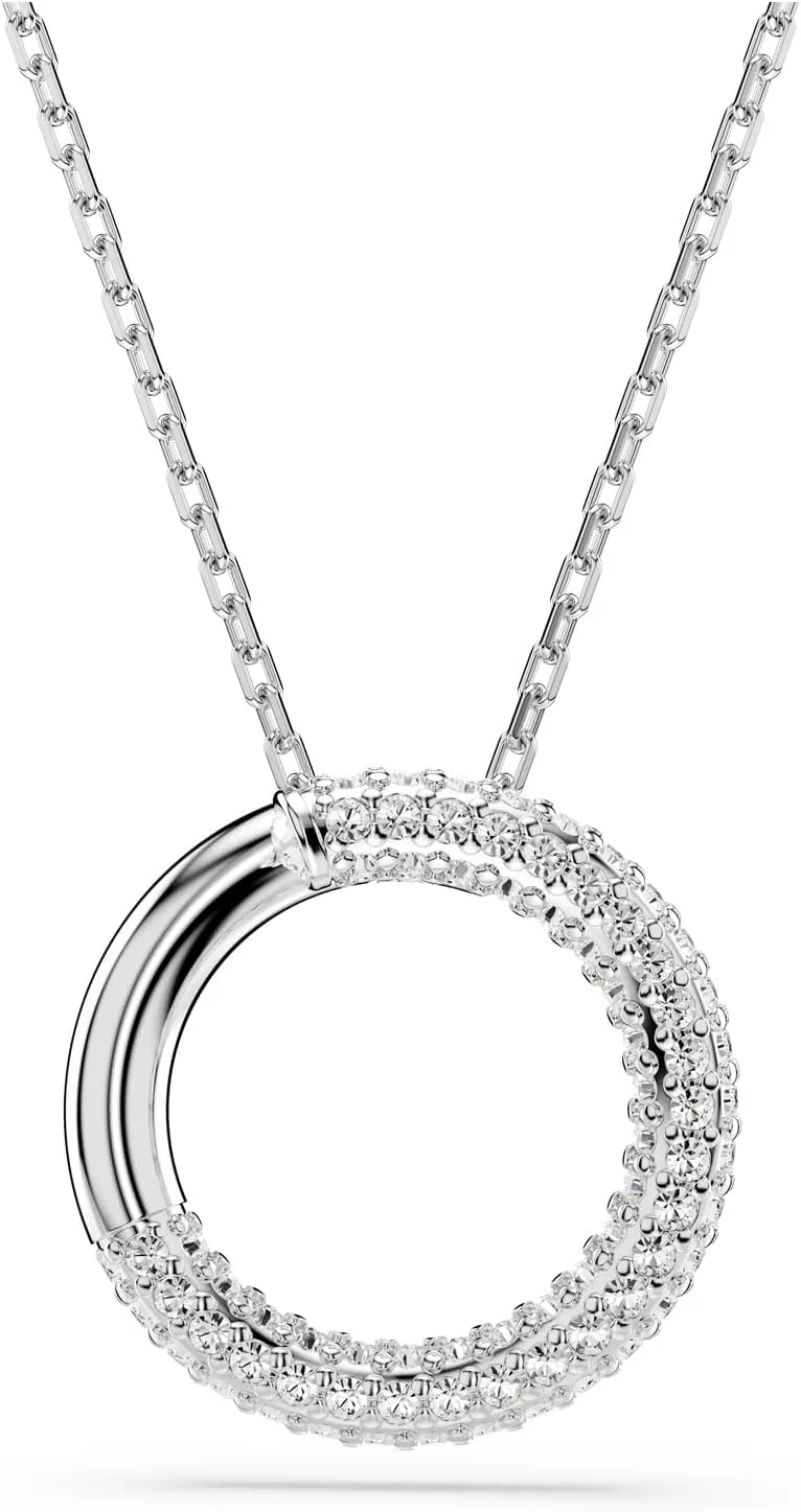 Swarovski Dextera Pendant, Pavé, Clear, Rhodium Finished