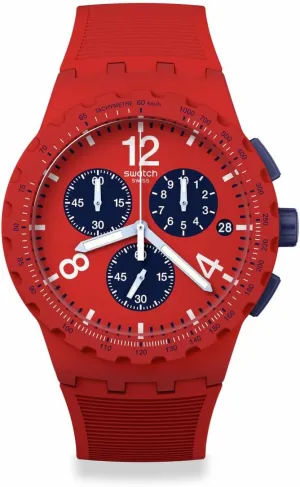 Swatch Unisex Casual Red Watch Plastic Quartz Primarily Red