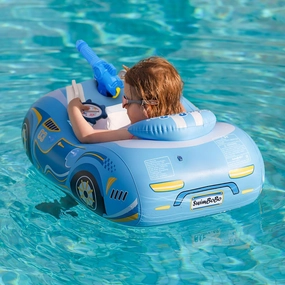 Swimbobo Toddler Pool Float Pink Inflatable Airplane Car Baby Swim Float with Water Gun and Safety Seat Pool Toys for Kids 3  Years Old