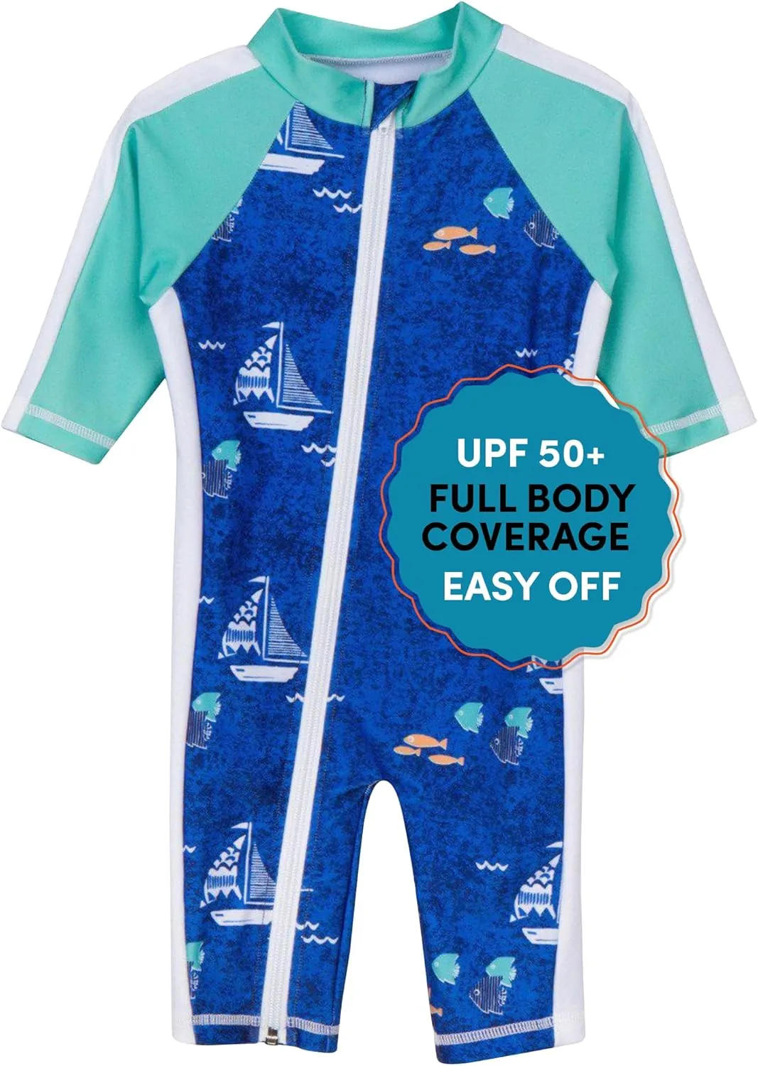 SwimZip Boys' Long-Sleeve UPF 50  Swimsuit for Baby, Toddler, & Little Boys