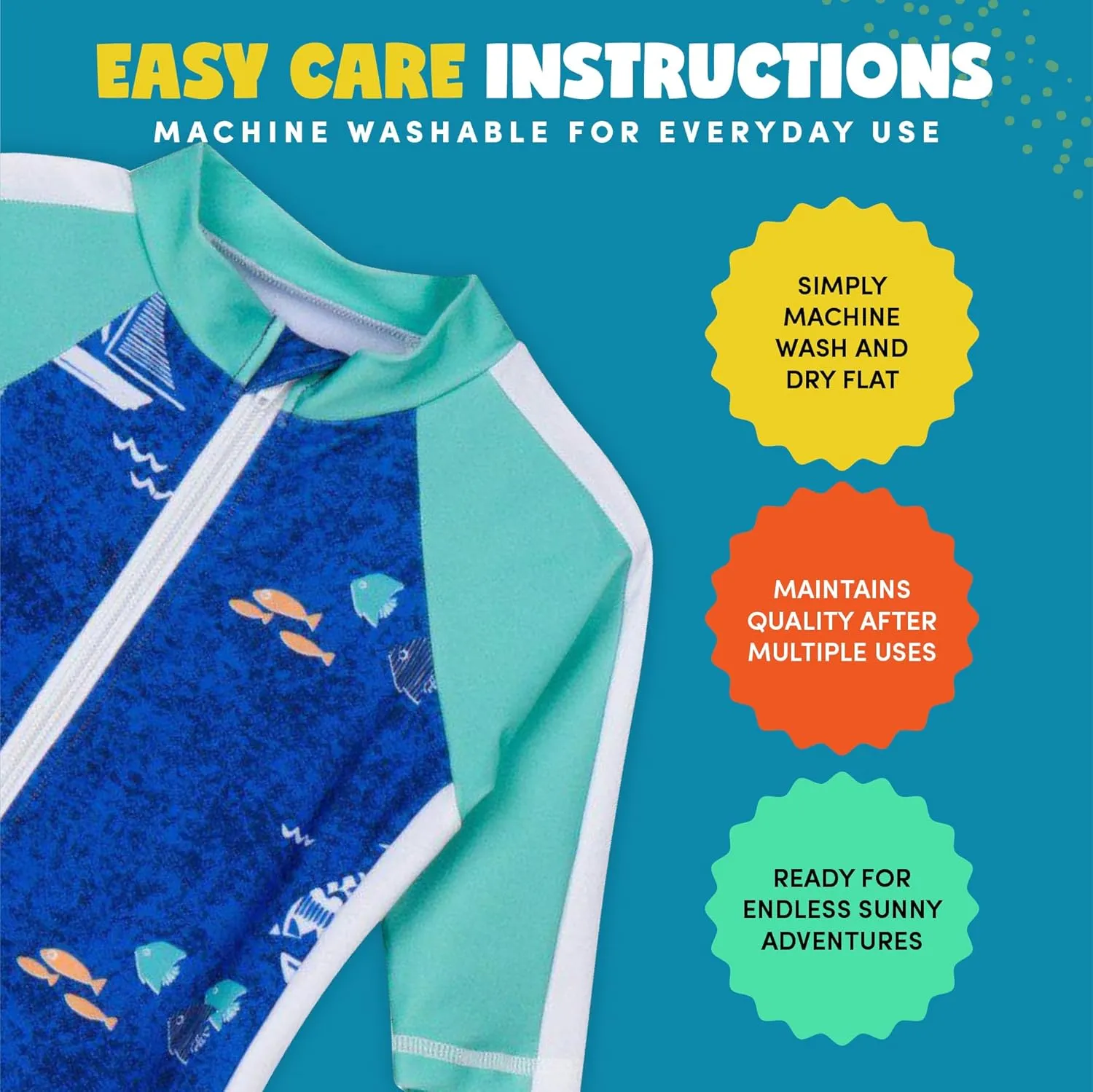 SwimZip Boys' Long-Sleeve UPF 50  Swimsuit for Baby, Toddler, & Little Boys