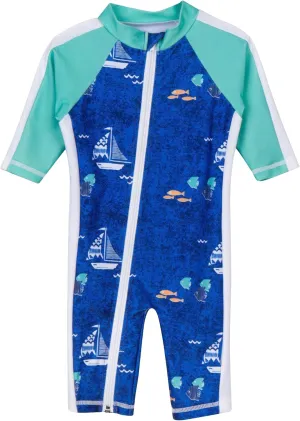 SwimZip Boys' Long-Sleeve UPF 50  Swimsuit for Baby, Toddler, & Little Boys