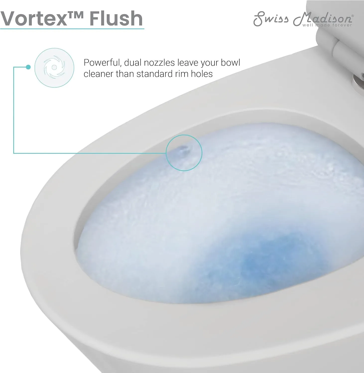Swiss Madison St. Tropez SM-1T254MB One-Piece Elongated Toilet Vortex Dual-Flush 1.1/1.6 gpf with Comfort Chair Seat ADA Height in Matte Gray