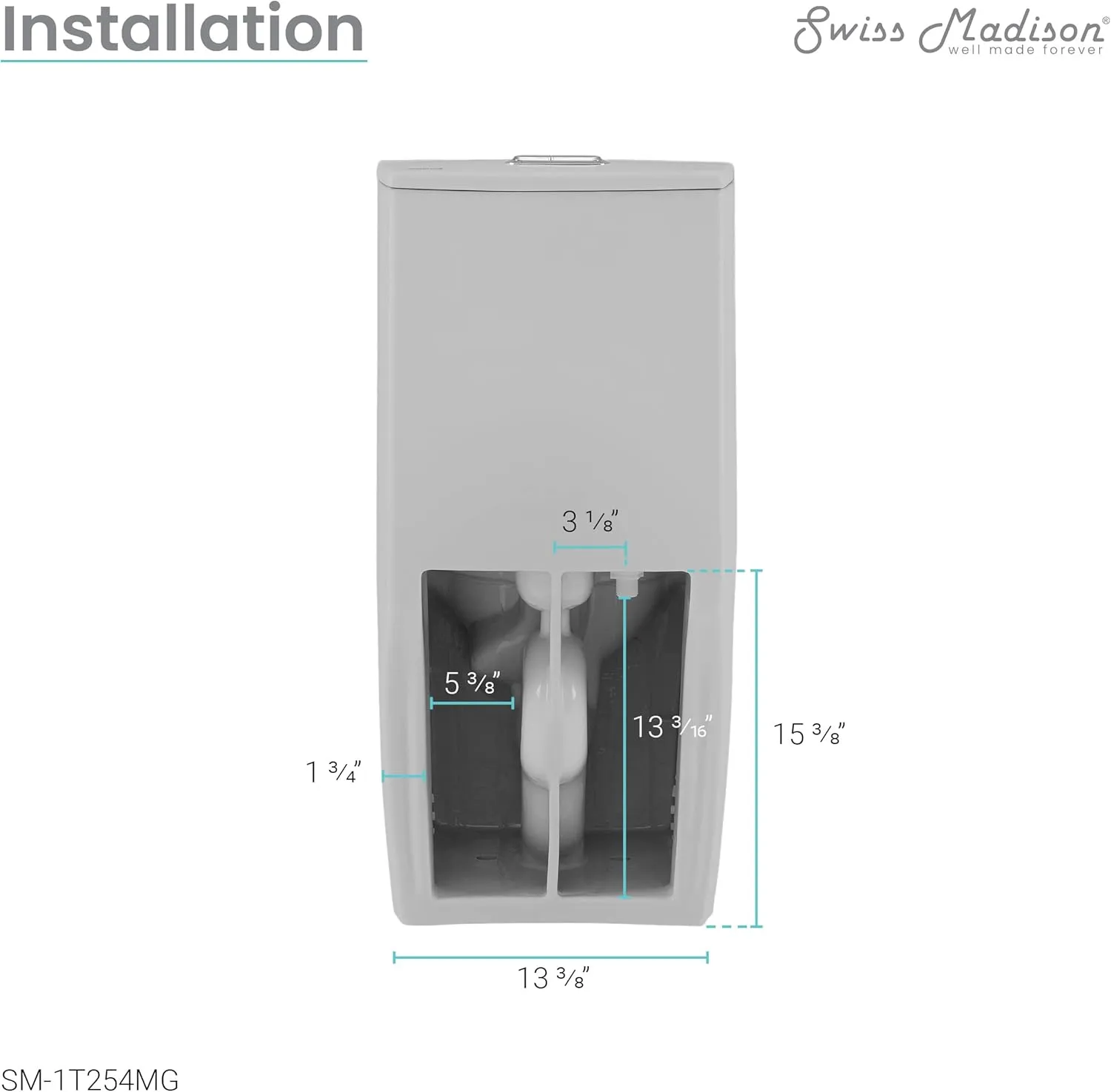 Swiss Madison St. Tropez SM-1T254MB One-Piece Elongated Toilet Vortex Dual-Flush 1.1/1.6 gpf with Comfort Chair Seat ADA Height in Matte Gray