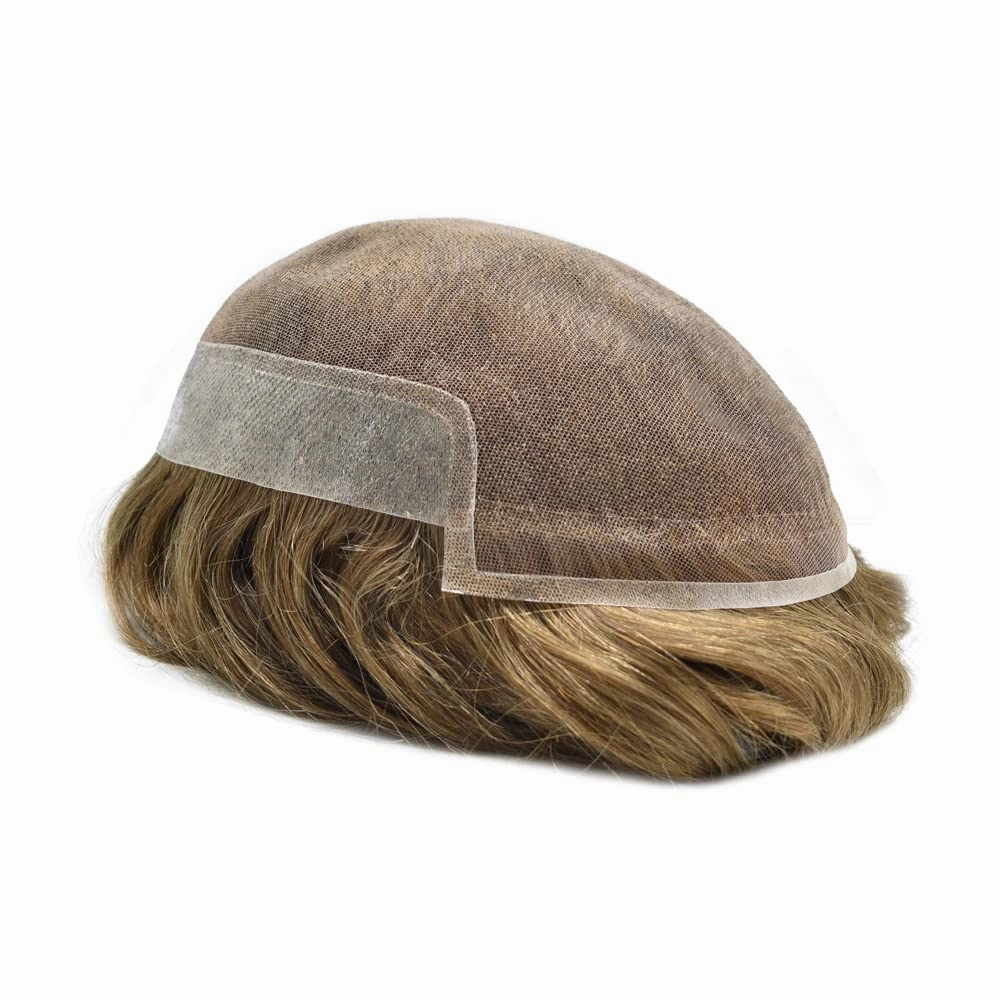 Swiss Lace Toupee Human Hair Bleached Knot Toupee For Men Lace Front Hairpiece Mens Hair Replacement Protesis Capilar Para Hombre 7X9#17 Dark Ash Blonde 100% Density