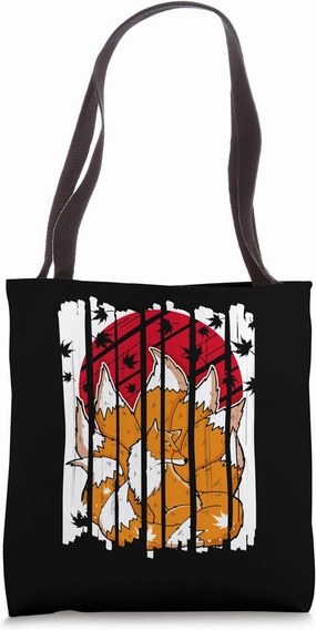 Tail Fox Red Sun Mysterious Japanese Beauty Tote Bag