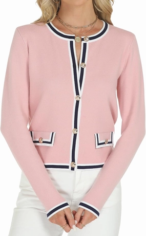Tanou Women's 2025 Fall Crewneck Long Sleeve Casual Button Down Cardigan Sweater Knit Lady Jackets