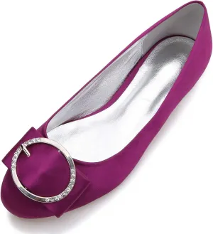 TarfiC Women's Casual Bridal Flats Elegant Round-Toe, Rhinestone-Accented, Ballet-Style Slip-On Shoes for a Comfortable Wedding Day
