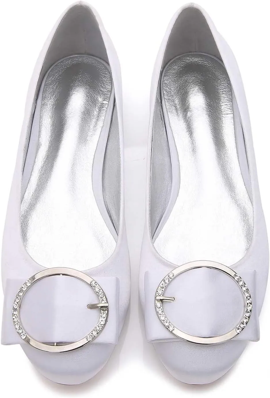 TarfiC Women's Casual Bridal Flats Elegant Round-Toe, Rhinestone-Accented, Ballet-Style Slip-On Shoes for a Comfortable Wedding Day