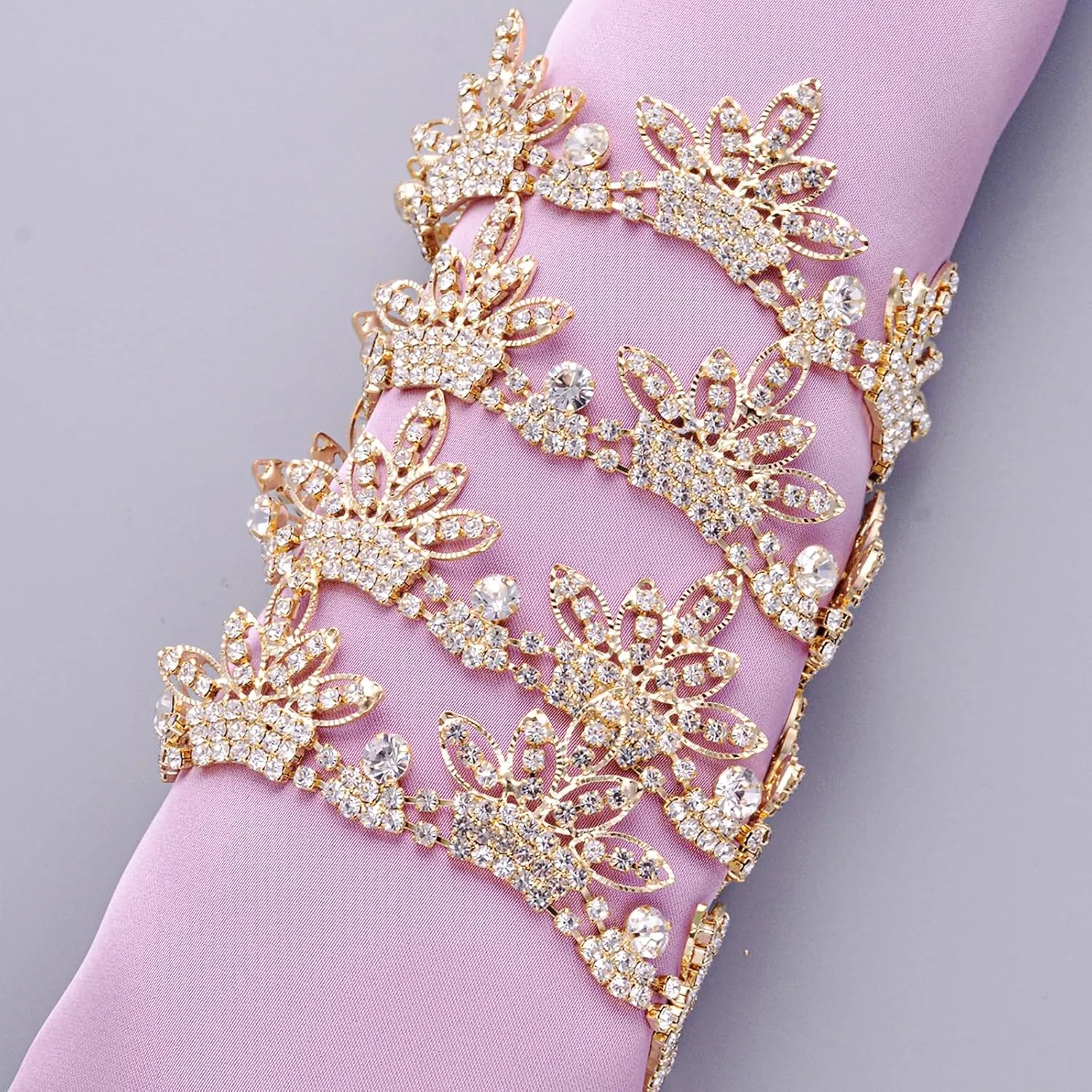 Tassel Rhinestone Trim, Gold Crystal Fringe Chain Applique for Wedding Party Decoration, Bridal Costume Embellishment Clothing Accessories (Gold, 2 Yards)