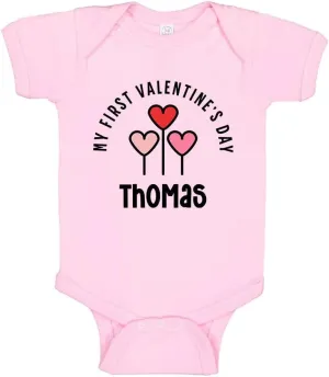 TATY Kids My First Valentine's Day Thomas Baby Infant One Piece Bodysuit 12 Months Light Pink