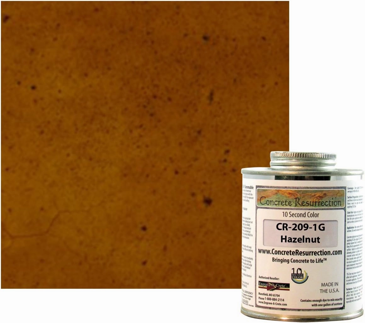Ten Second Color (TSC) Concrete Dye Concentrate Makes 1 Gallon (Hazelnut) Professional Grade and Easy to use. Brilliant Bold Colors. Semi-Transparent Cement Dye. Dries in Seconds (Hazelnut)