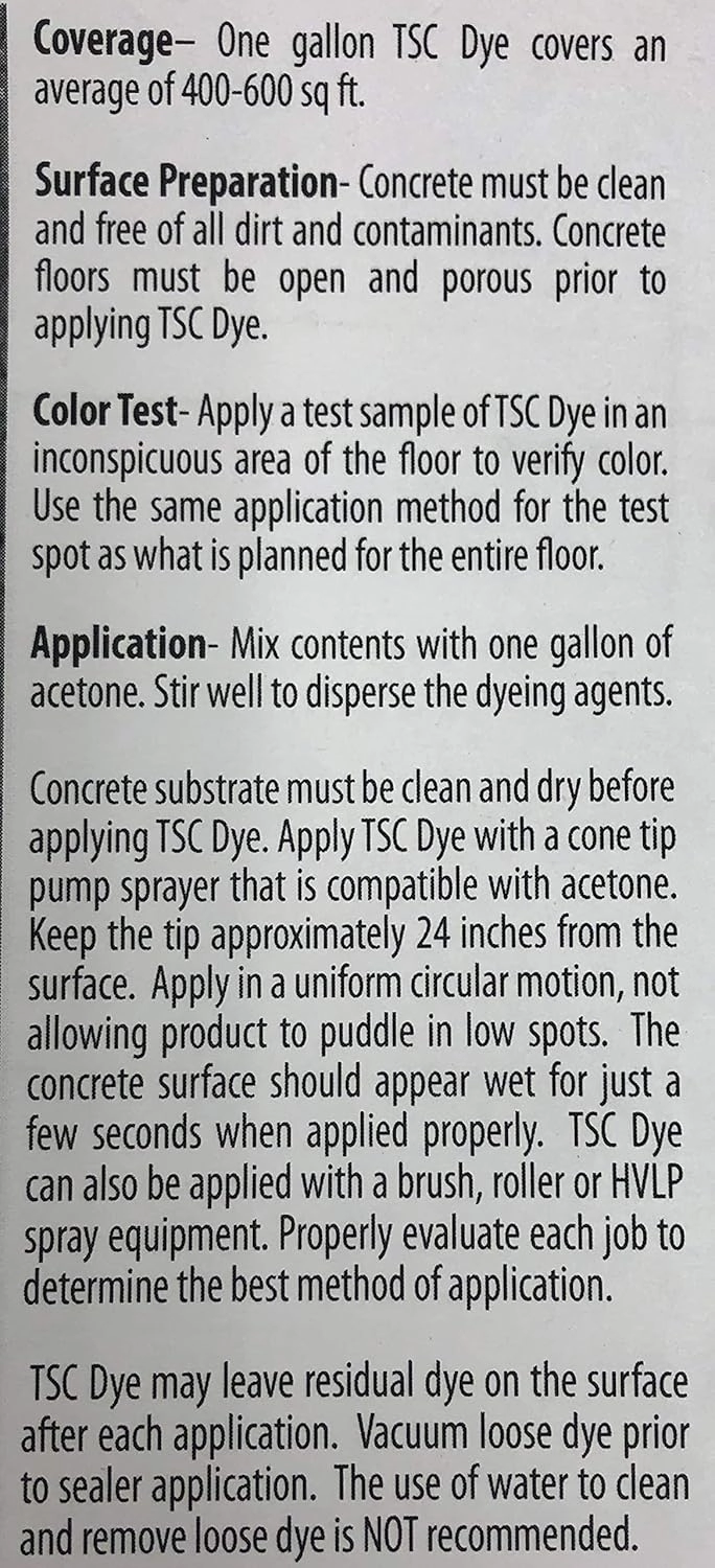 Ten Second Color (TSC) Concrete Dye Concentrate Makes 1 Gallon (Hazelnut) Professional Grade and Easy to use. Brilliant Bold Colors. Semi-Transparent Cement Dye. Dries in Seconds (Hazelnut)