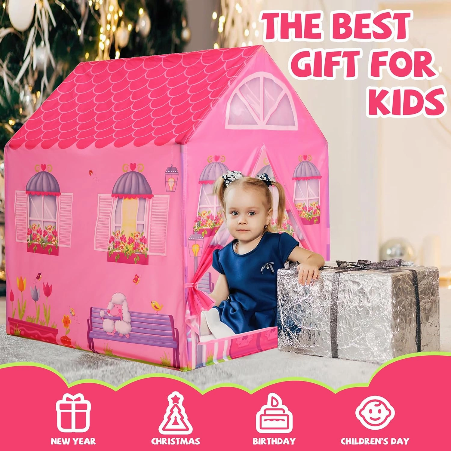 Tent Playhouse, Kids Tent Indoor Kids Play Tent, Tents for Kids Outdoor Toys for Toddlers 3-5 Girl House