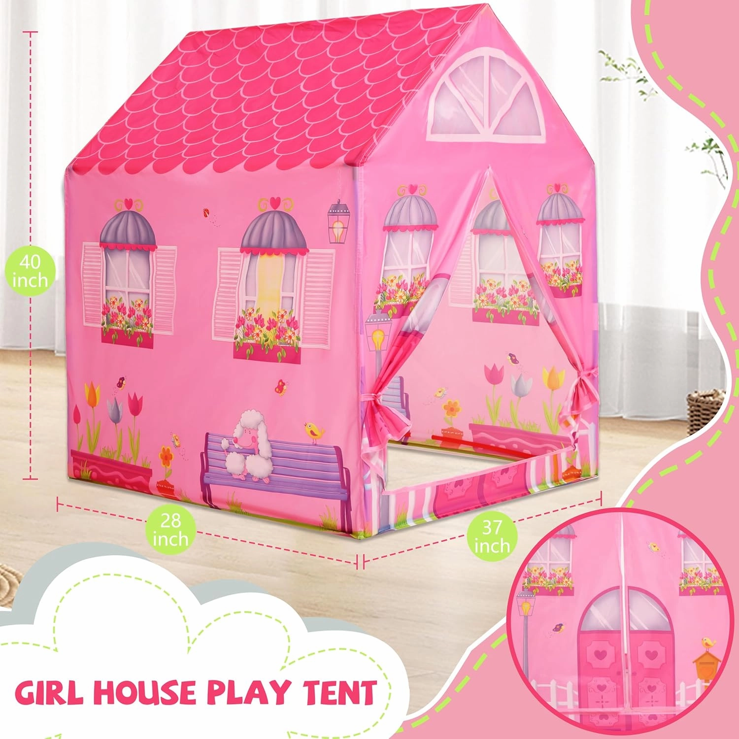 Tent Playhouse, Kids Tent Indoor Kids Play Tent, Tents for Kids Outdoor Toys for Toddlers 3-5 Girl House