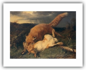 The Ibis - Johann Baptist Hofner : ''Fox and Hare'' (1866) - Museum-Grade Giclee
