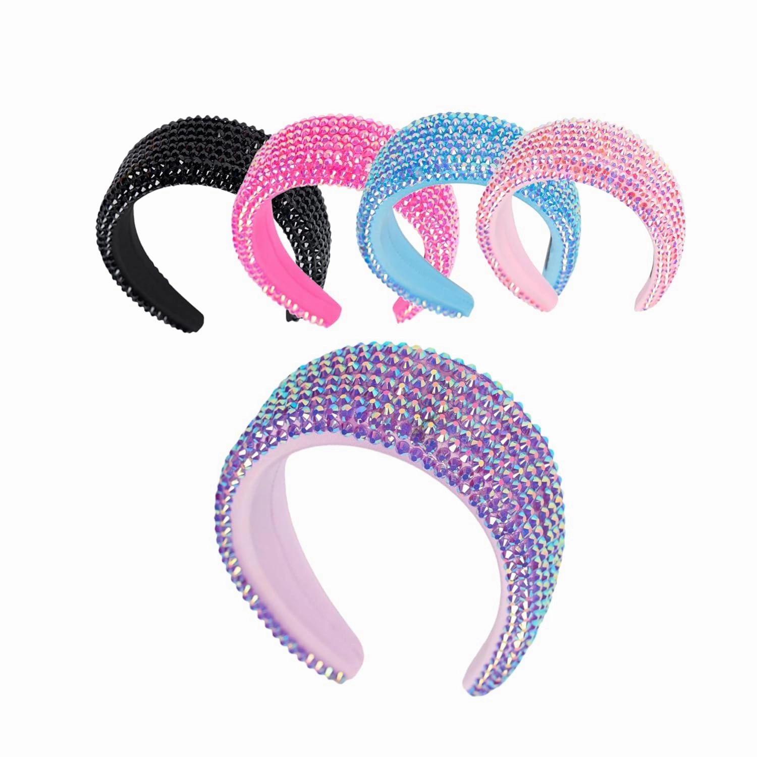 Thick Puff Rhinestone Headbands - Make a Statement with Sparkling Colorful Style Headband for Girls Ages 6-12