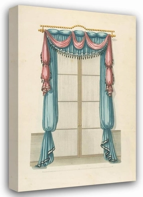 Thomas Sheraton 13x18 Gallery Wrapped Canvas Museum Art Print Titled: Blue and Red Drapery (1805-1806)