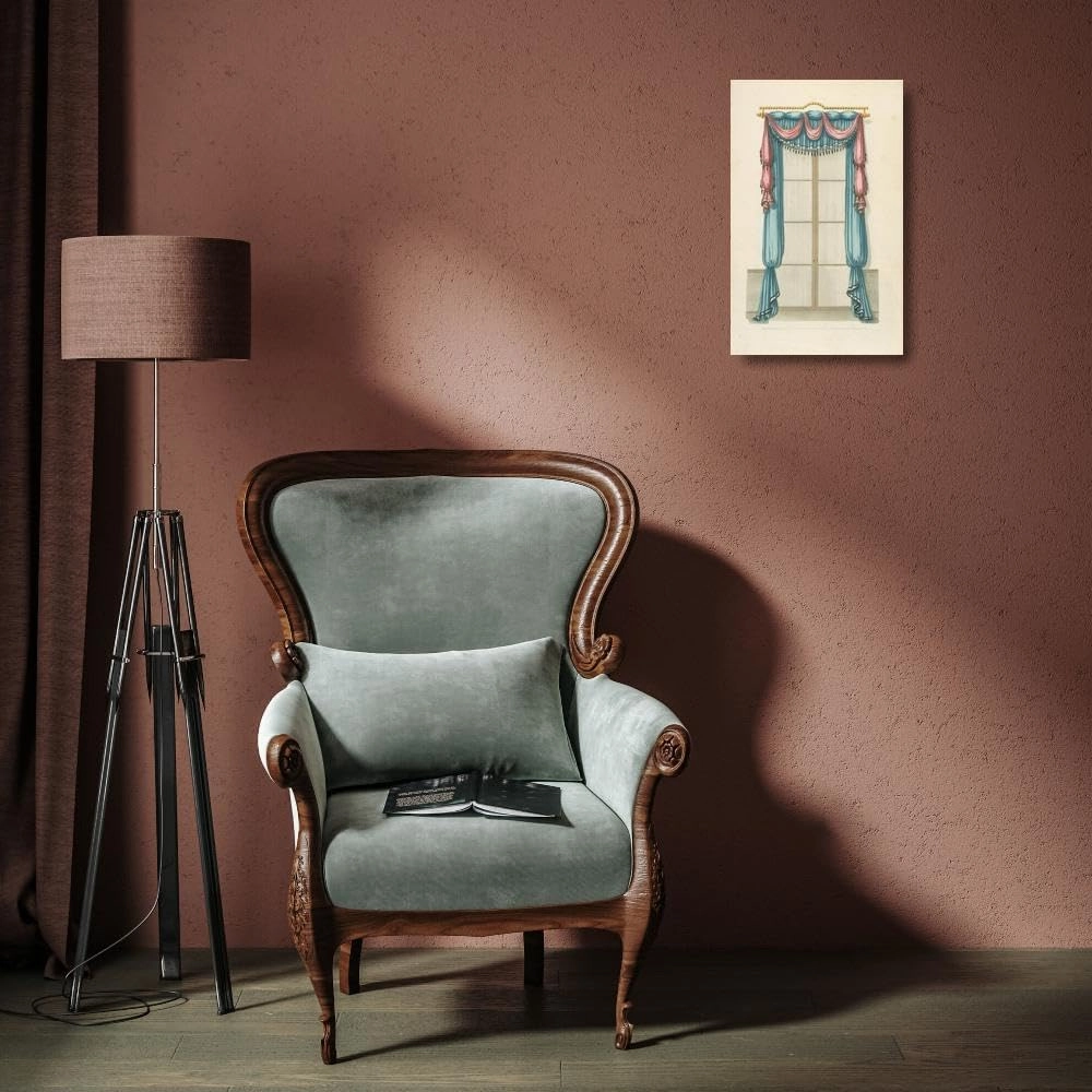 Thomas Sheraton 13x18 Gallery Wrapped Canvas Museum Art Print Titled: Blue and Red Drapery (1805-1806)