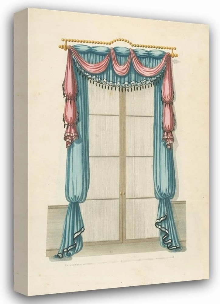 Thomas Sheraton 13x18 Gallery Wrapped Canvas Museum Art Print Titled: Blue and Red Drapery (1805-1806)