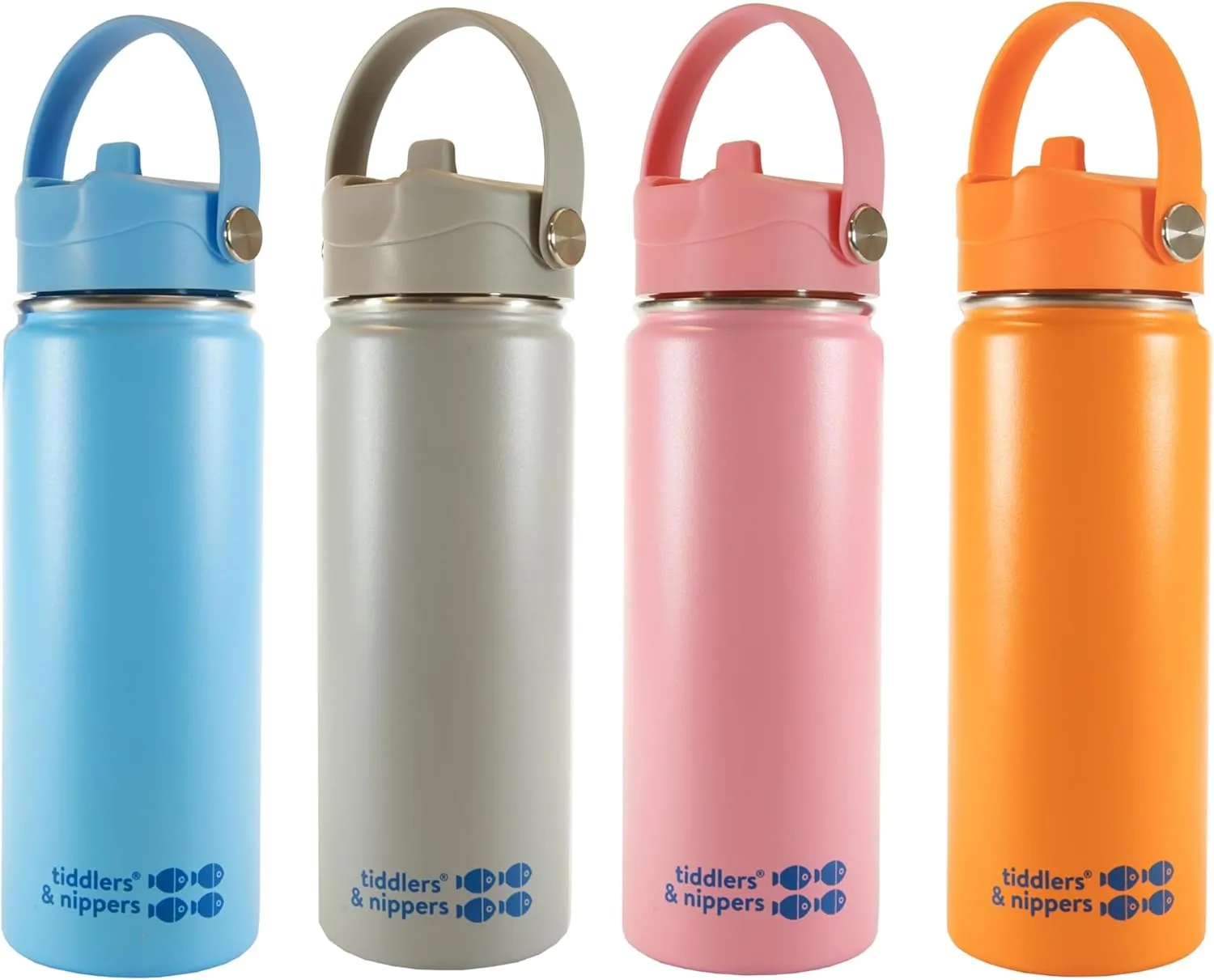 tiddlers & nippers 18oz Stainless Steel Vacuum Insulated Double Wall Kids Reusable Water Bottle with Leak Proof Straw 500ml | Keeps Cool for 24hrs & Warm for 10hrs   (Plain Blue)