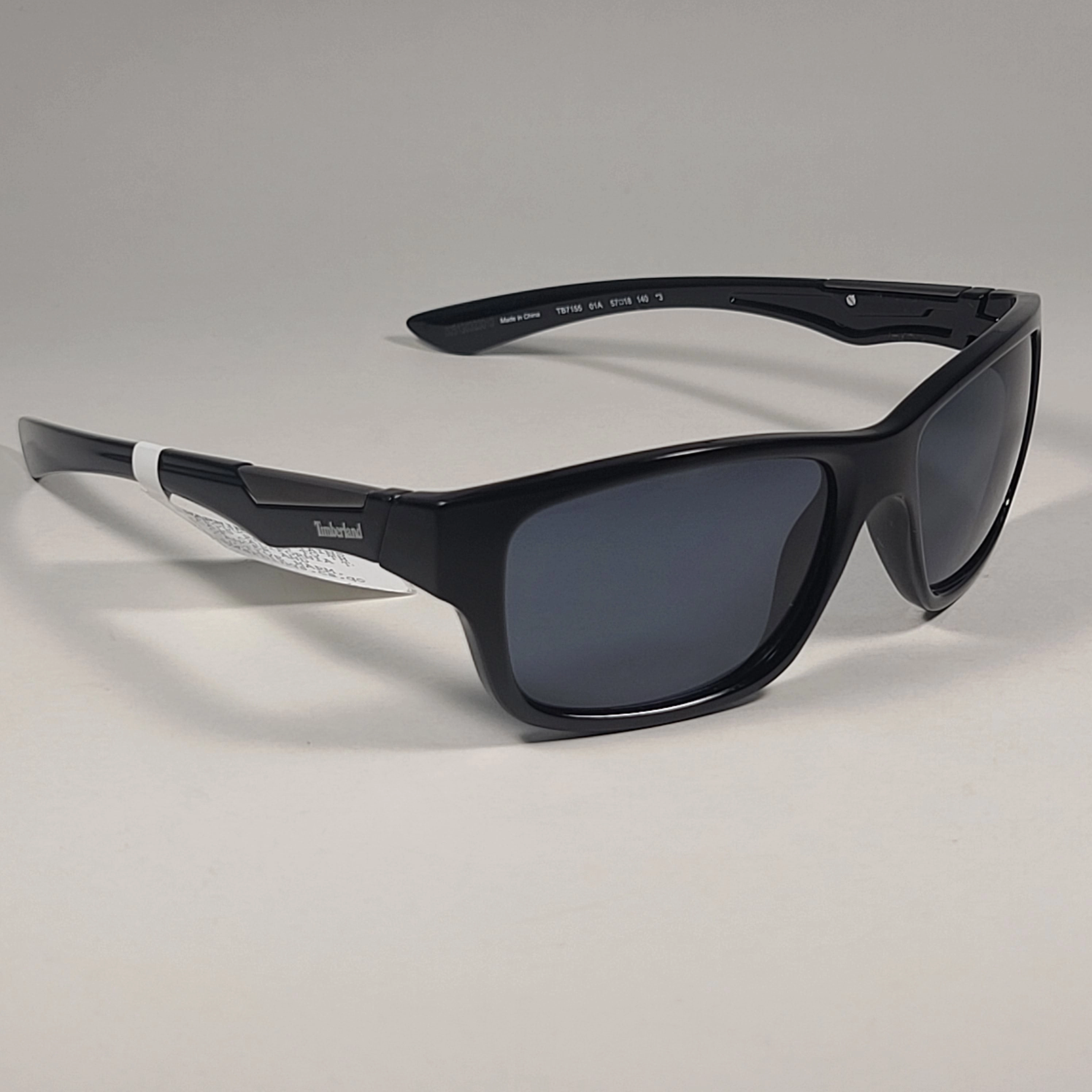 Timberland Sport Sunglasses Shiny Black Frame Gray Tinted Lens TB7155 01A