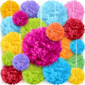 Tissue Paper Pom Poms - Large Tissue Paper Flowers for Fiesta Parties, Baby Shower Decorations, Flower Birthday Decorations and More - Colorful Party Decor by Avoseta (20 Piece Set, Multicolor)