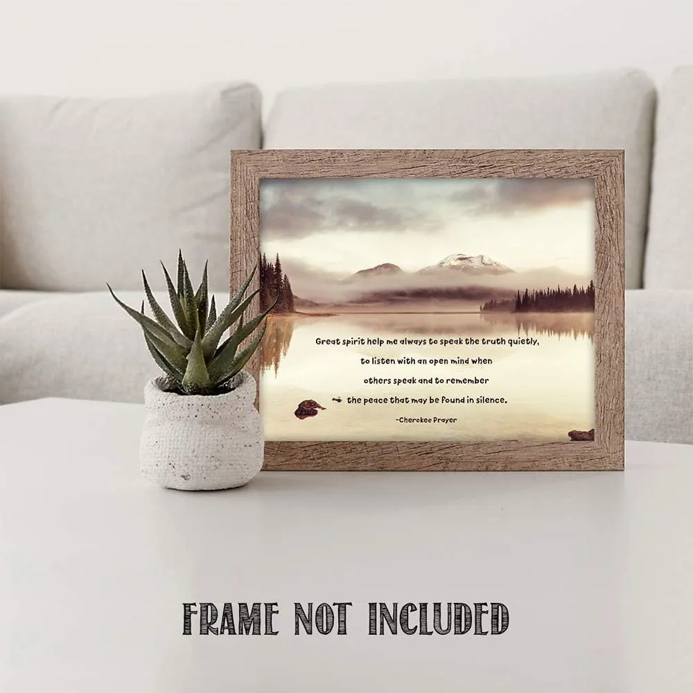 TJ Originals - Cherokee Prayer Great spirit help me, Native American Art, Spiritual Healing Quotes Wall Art Decor- Unframed 11 x 14 Print - Motivational Wall Decor, Office Wall Decor (Alpine Lake)