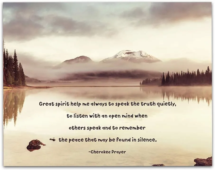 TJ Originals - Cherokee Prayer Great spirit help me, Native American Art, Spiritual Healing Quotes Wall Art Decor- Unframed 11 x 14 Print - Motivational Wall Decor, Office Wall Decor (Alpine Lake)