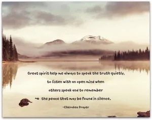 TJ Originals - Cherokee Prayer Great spirit help me, Native American Art, Spiritual Healing Quotes Wall Art Decor- Unframed 11 x 14 Print - Motivational Wall Decor, Office Wall Decor (Alpine Lake)