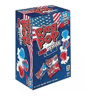tmp Ring Pop Limited Edition Red, White, and Blue Lollipop Variety Party Pack (16 oz., 32 ct.) ( 1 Box )