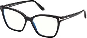 Tom Ford Eyeglasses FT 5812 -B 001 Shiny Black,t Logo/Blue Block Lenses