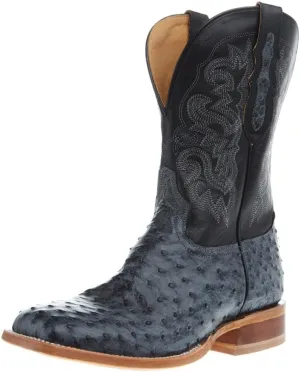 Tony Lama Boot Company Mens Quiad Grey FQ Ostrich 11 Royal Blue Goat Top Sq Toe