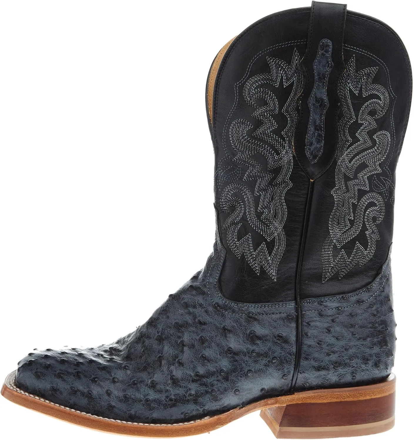 Tony Lama Boot Company Mens Quiad Grey FQ Ostrich 11 Royal Blue Goat Top Sq Toe