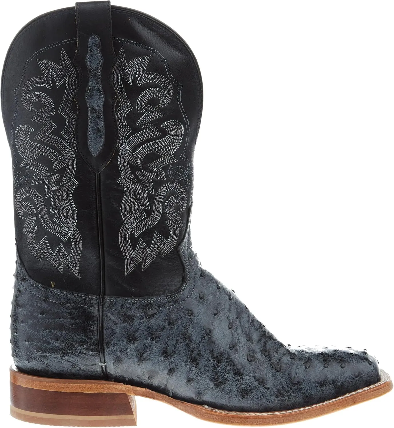 Tony Lama Boot Company Mens Quiad Grey FQ Ostrich 11 Royal Blue Goat Top Sq Toe