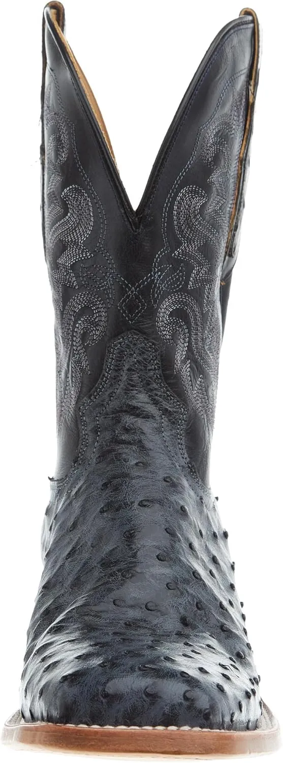 Tony Lama Boot Company Mens Quiad Grey FQ Ostrich 11 Royal Blue Goat Top Sq Toe