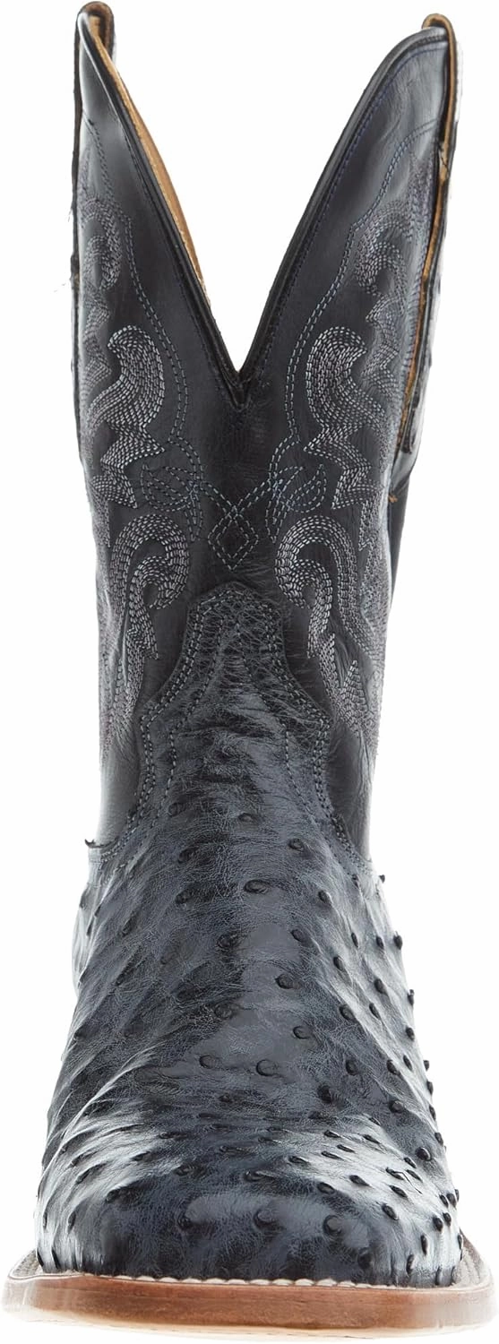 Tony Lama Boot Company Mens Quiad Grey FQ Ostrich 11 Royal Blue Goat Top Sq Toe