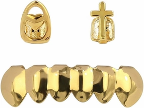 TOPGRILLZ Grills for Your Teeth Gold Men Grillz Teeth Heart Cross Tooth Cap Hip Hop 18K Gold Plated Teeth Grillz for Women Rapper Costume