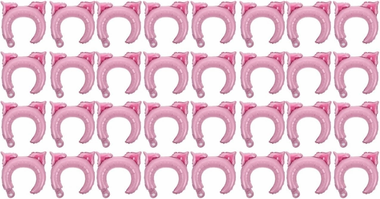 Totority Pink Pig Balloon Headbands 100 Pcs Inflatable Animal Hair Hoops for Kids Party Decorations, Aluminum Foil, 15.74 X 11.81 X 3.54 Inches