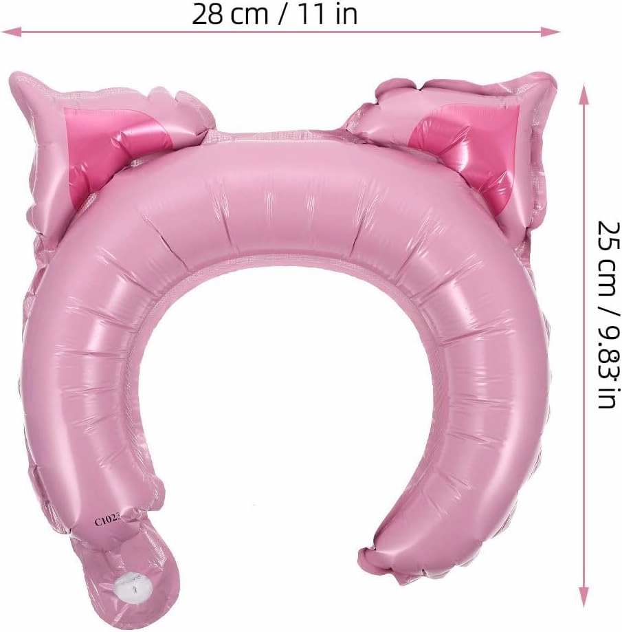 Totority Pink Pig Balloon Headbands 100 Pcs Inflatable Animal Hair Hoops for Kids Party Decorations, Aluminum Foil, 15.74 X 11.81 X 3.54 Inches