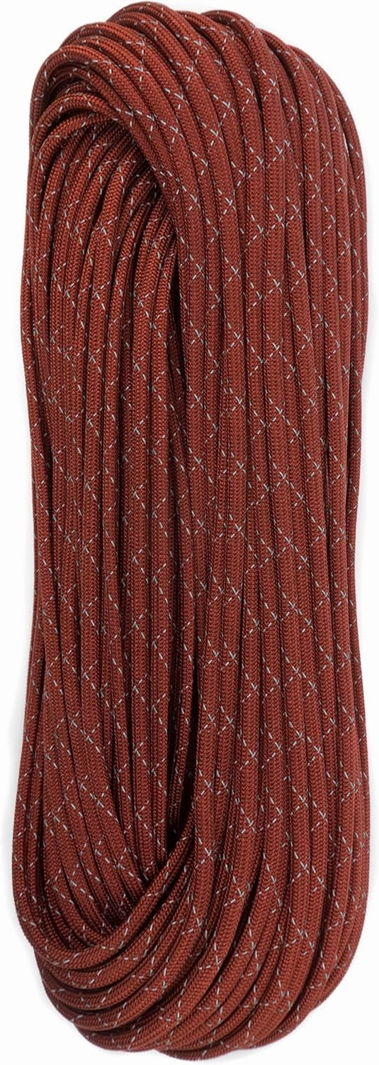 TOUGH-GRID 700lb Double-Reflective Paracord/Parachute Cord - 2 Vibrant Retro-Reflective Strands for Ultimate High-Visibility Cord - 100% Nylon - Made in USA - 200Ft. Red