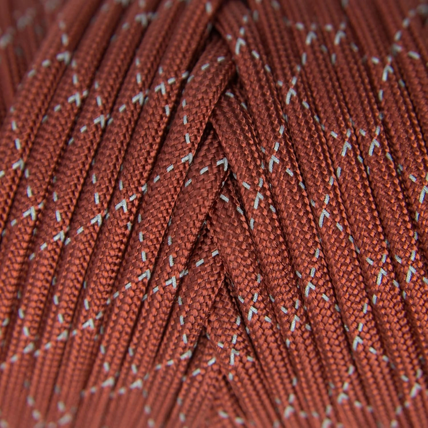 TOUGH-GRID 700lb Double-Reflective Paracord/Parachute Cord - 2 Vibrant Retro-Reflective Strands for Ultimate High-Visibility Cord - 100% Nylon - Made in USA - 200Ft. Red