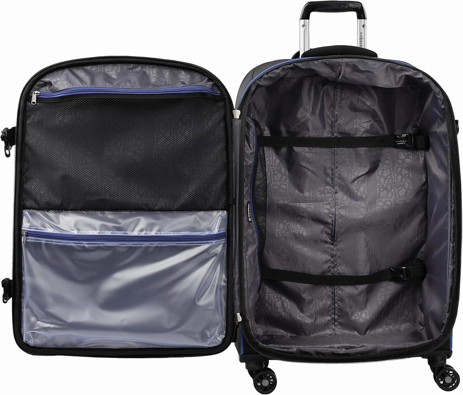 Travelpro Bold Softside Expandable Check in Spinner Luggage, Check in 26-Inch, Blue/Black