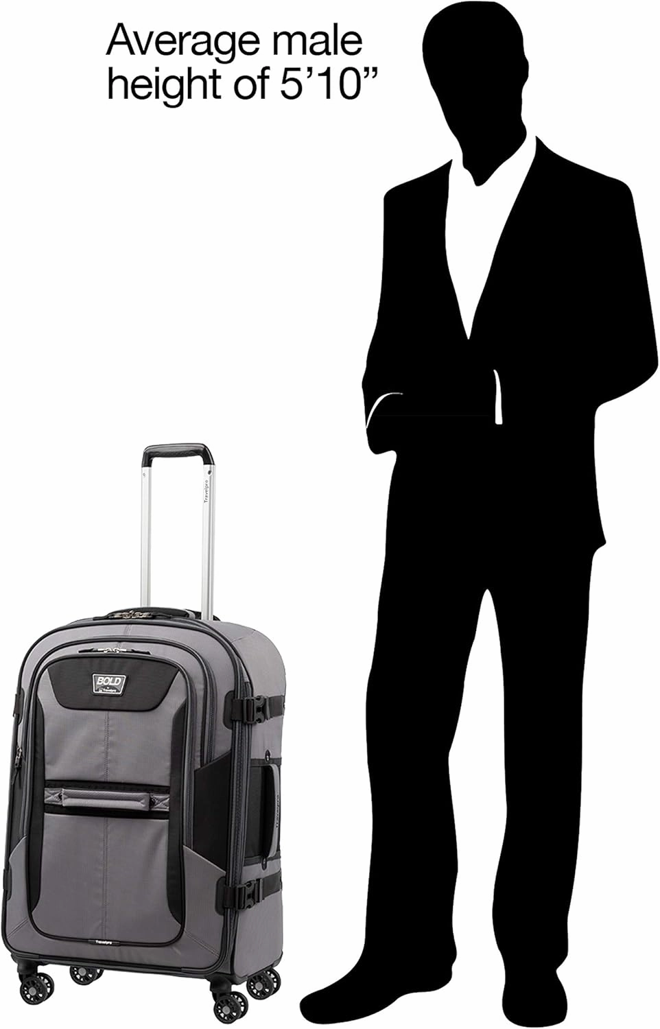 Travelpro Bold Softside Expandable Check in Spinner Luggage, Check in 26-Inch, Grey/Black