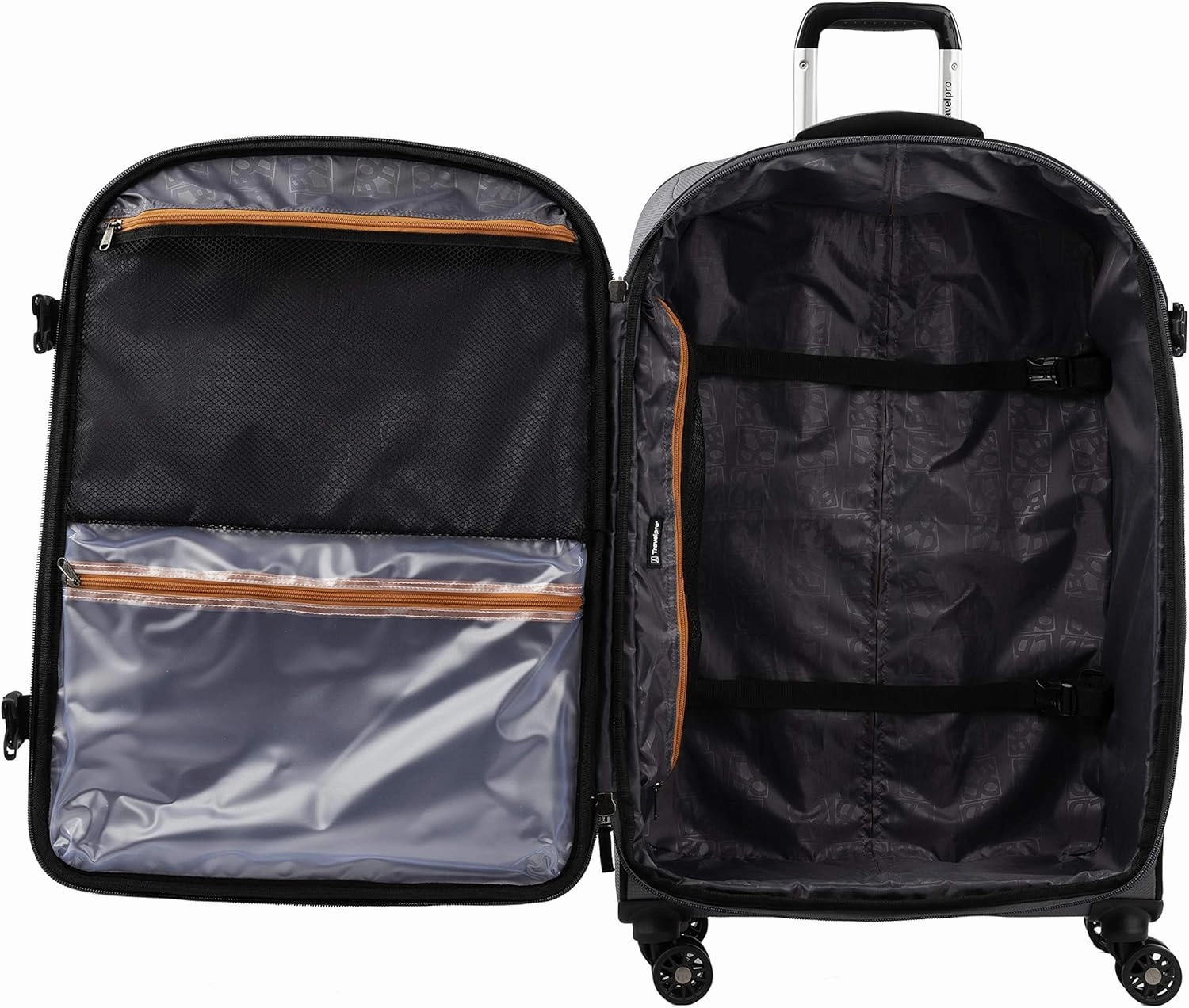 Travelpro Bold Softside Expandable Check in Spinner Luggage, Check in 26-Inch, Grey/Black