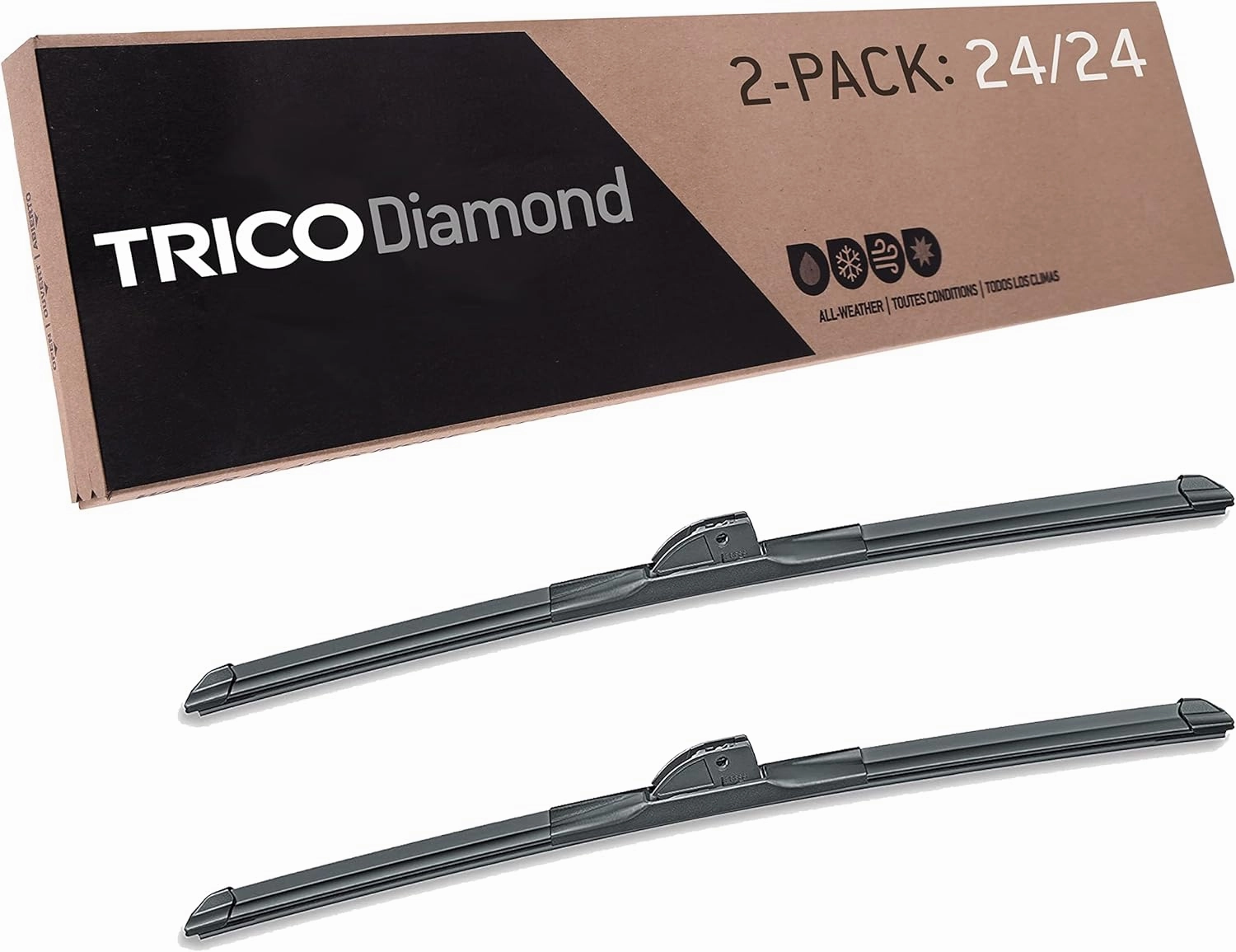 TRICO Diamond™ (25-2424) 24 Inch & 24 Inch pack of 2 High Performance Automotive Replacement Windshield Wiper Blades Super Premium All Weather Beam Blade for Select Vehicle Models