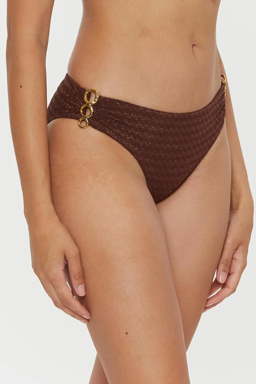 Trina Turk Women's Glimmer Hipster Bikini Bottom, Cheeky Coverage, Swimwear Separates
