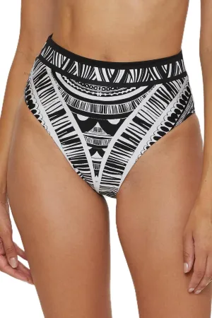 Trina Turk Women's Standard Hula High Waisted Bikini Bottom, Abstract Print, Cheeky Coverage, Swimwear Separates