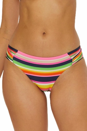 Trina Turk Women's Anniversary Stripe Tab Side Hipster Bikini Bottom, Cheeky Coverage, Swimwear Separates